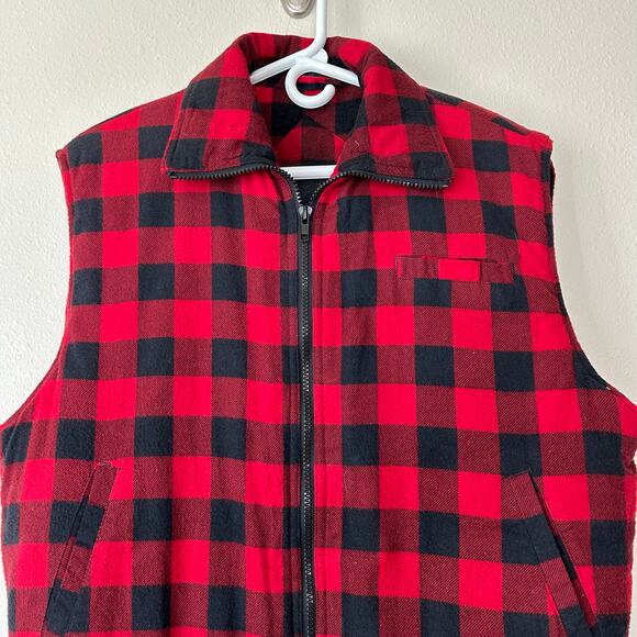 Vintage Ozark Trail buffalo plaid vest Flannel full zip pockets 90s outdoor M - Picture 2 of 12